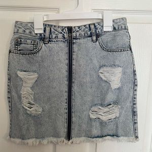 Zip up jean skirt